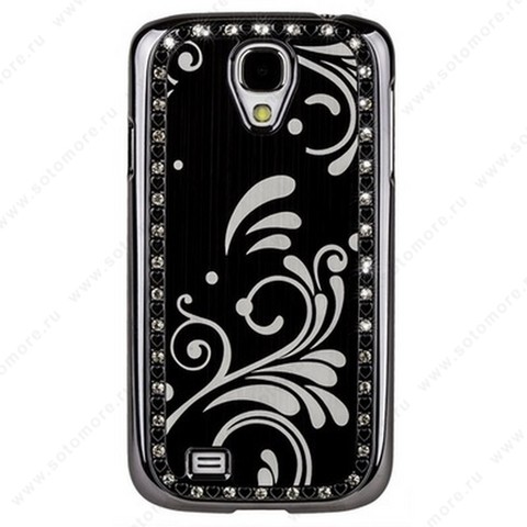 Накладка металлическая для Samsung Galaxy S4 i9500/ i9505 со стразами черная