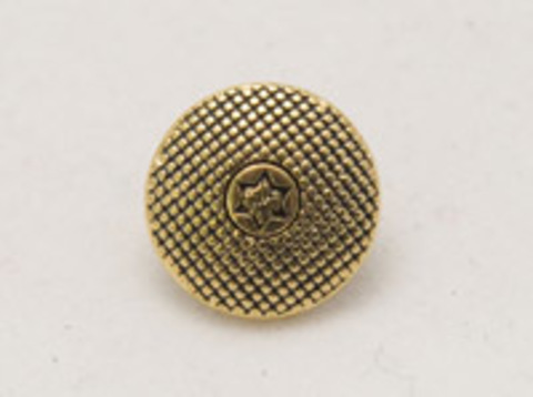 Пуговица металлическая, круглая, на ножке, латунного цвета, в клеточку и со звездочкой в центре, 12 мм