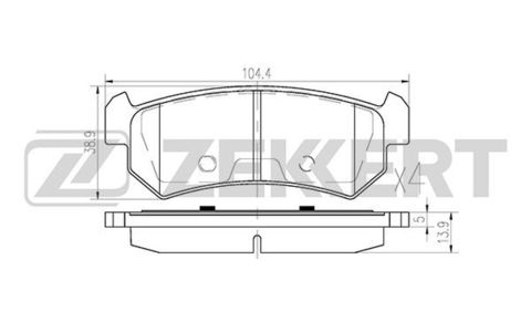 КОЛОДКИ ЗАДНИЕ LACETTI -2006 (С УШКАМИ) ZEKKERT
