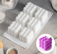 Форма для муссовых десертов  «Вишня мини», 29,7х17,5х5,7 см, 6 ячеек, 6,2х6,2 см