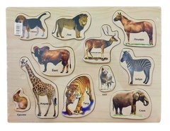 Деревянная Пазл Рамка Животные, 11 эл., размер 38см*29см
