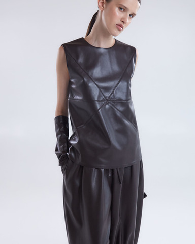 Топ из искусственной кожи шоколад