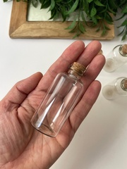 Баночки-бутылочки для хранения с пробкой, прозрачные, 40 мл, набор 4 шт.