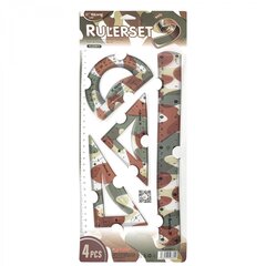 
          Набор чертежный Yalong, 30 см, пластиковый, 4 предмета, гибкий, "Милитари", пакет с европодвесом