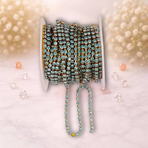 стразовая лента 3мм цвет золото-голубой