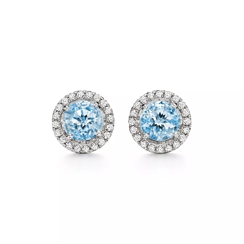 Серьги из платины с бриллиантами и аквамарином 💠 Tiffany- Soleste