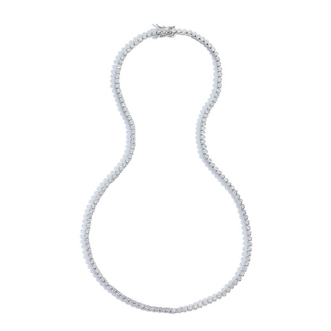 Колье тонкая полоса круглых цирконов, серебро