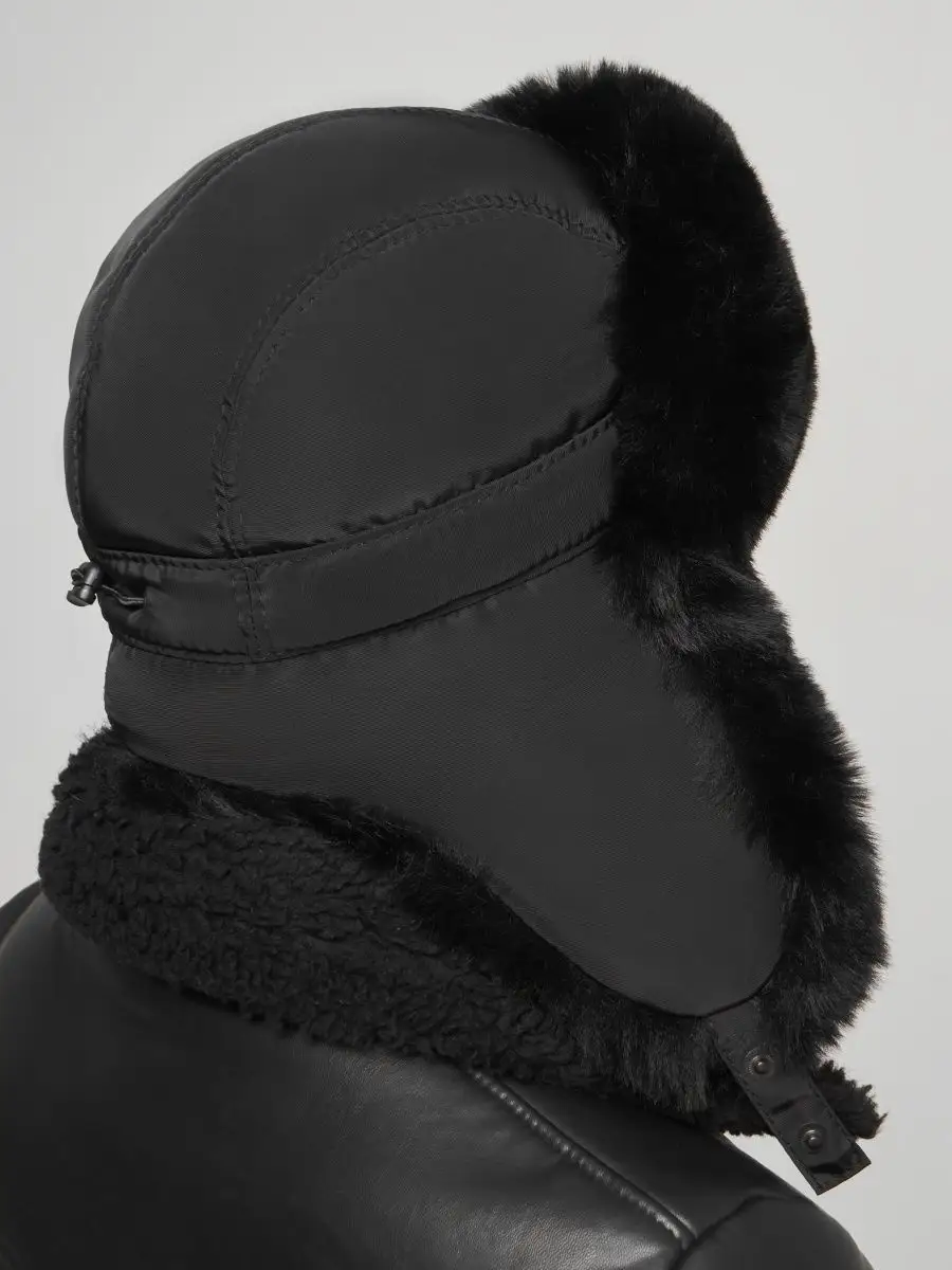 Шапка ушанка меховая теплая с флисом