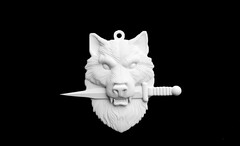 Силиконовый молд Амулет Волк с кинжалом малый