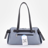 Сумка Саломея 2032 гладкий серо-голубой + черный