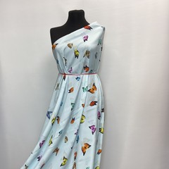 шелк итальянский голубой с бабочками фото