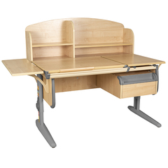 Растущая парта с навесной тумбой, задней и боковой полками Дэми СУТ 25-05-Б1НЗ (1500×880 мм)