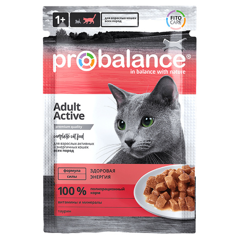 Влажный корм ProBalance Active для кошек 85 г (Пробаланс Актив)