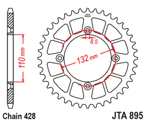 Звезда ведомая алюминиевая JTA895 46BLK