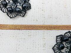 Лента парча, ш. 0,6 см, терракот