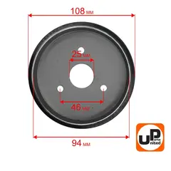 Диск фрикционный UNITED PARTS для снегоотбрасывателя D110хd94хd25мм, между отверстиями крепления 46мм, толщина 16мм. (аналог KCM24-02C-02A)