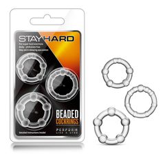 Набор из 3 прозрачных эрекционных колец Stay Hard Beaded Cockrings - 