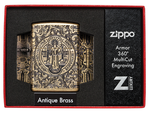Зажигалка Zippo Armor с покрытием Antique Brass, латунь/сталь, золотистая, матовая, 36x12x56 мм123