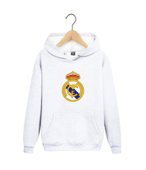 Толстовка белая с капюшоном (худи, кенгуру) и принтом FC Real Madrid (ФК Реал Мадрид) 005