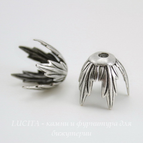 Винтажный декоративный элемент - шапочка 12 мм (оксид серебра) ()