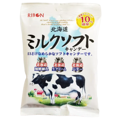 Жевательные конфеты с молочным вкусом Ribon Hokkaido Soft, 110 гр
