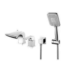 Lemark LM4547C Встраиваемый смеситель на борт ванны на 2 отверстия, каскадный, высота излива 9 см, длина 13 см, поворотный переключатель, латунь/хром фото