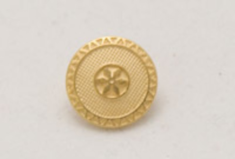 Пуговица металлическая, круглая, на ножке, золотого цвета, в клеточку, с каймой и цветком в центре, 12 мм
