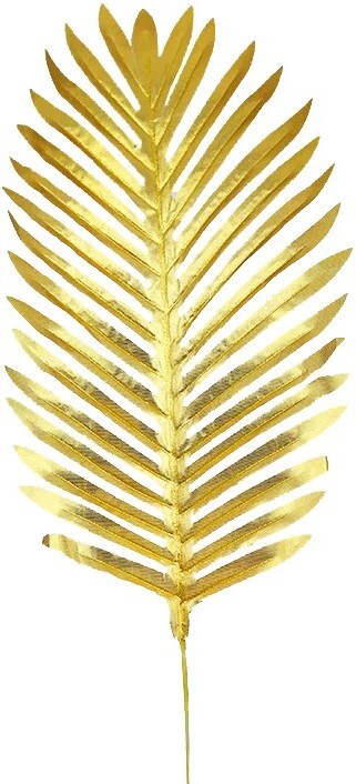 Искусственное растение, Лист папоротника, Золото, Металлик, 17*46 см, 5 шт.