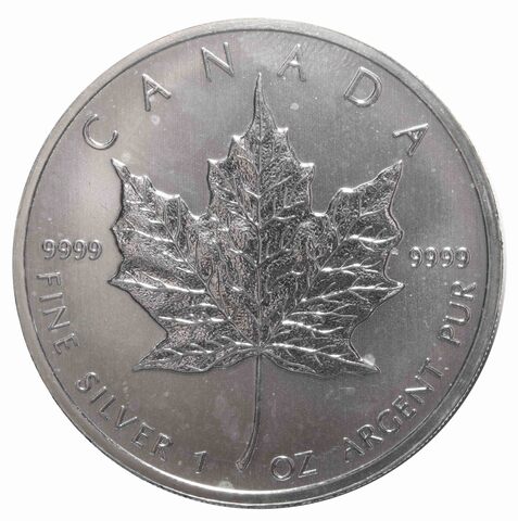 5 долларов 2011. 1 унция, Канада, Кленовый лист. AU. Серебро