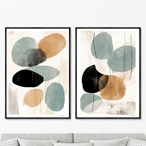 ArtNoMore - Набор из 2-х репродукций картин на холсте Shapes in pastel colors, 2024г.