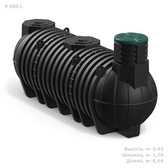 Резервуар модульный подземный для воды Полимер-Групп DL 9000 л. горизонтальный (5140x1740x2430см;370кг;черный) - арт.559117