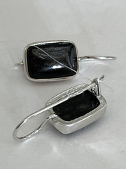 Обсидиан(серьги из серебра)