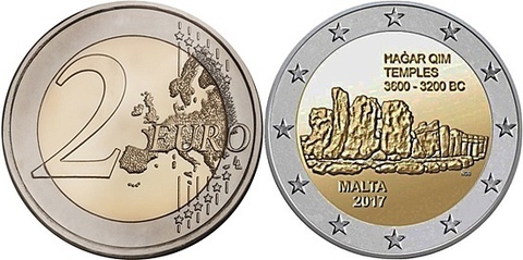 2 евро Мальта "Комплекс Хаджар-Ким" 2017 год