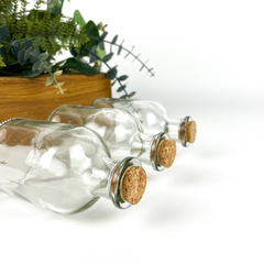 Баночки - бутылочки с пробкой, стеклянные, прозрачные 125 мл, 5,8*10 см, набор 3 штуки.