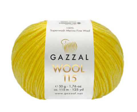 Пряжа Gazzal WOOL 115 3315 жёлтый (уп.5 мотков)