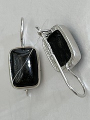 Обсидиан(серьги из серебра)