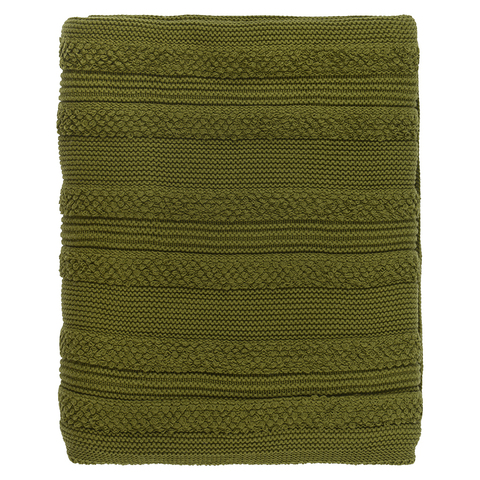 Плед 130х170см Tkano Essential с буклированной вязкой оливковый