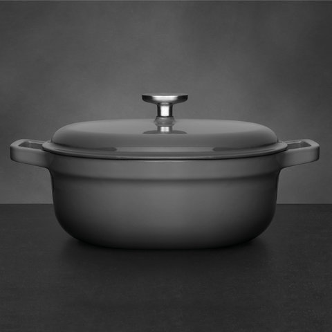 Кастрюля чугунная овальная с крышкой 27*22см 4,1л Gem