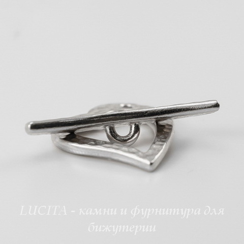 Замок - тоггл из 2х частей TierraCast "Сердце Hammertone" (цвет-платина) 22х18 мм, 27х6 мм ()