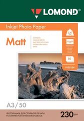 Односторонняя матовая фотобумага Lomond для струйной печати, A3, 230 г/м2, 50 листов (0102156)