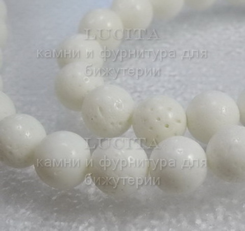 Бусина Коралл (искусств), шарик, цвет - белый, 10 мм, нить ()
