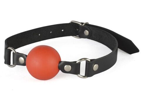 Красный кляп-шар на черных кожаных ремешках - Sitabella BDSM accessories 3091-12