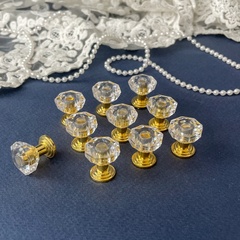 Ручка для шкатулки , цвет прозрачный с золотым, пластиковые, 1,9*2,2 см, набор 10 шт.