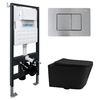 Abber AC1201MB-AC0105-AC0120MCH Комплект подвесной унитаз Abber Rechteck AC1201MB черный матовый с инсталляцией AC0105 и кнопкой AC0120MCH матовый хром