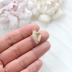Подвеска Ракушка с фианитами 22*14 мм, позолота, П853
