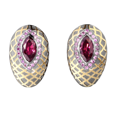 Серьги с Родолитом и Розовыми Сапфирами, E0192-0/5