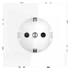 Розетка встраиваемая VOLTUM S70 с заземлением и защитными шторками, 16А, (белый глянцевый)