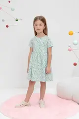 платье  для девочки  КР 5794/голубая дымка,цветочный танец к465