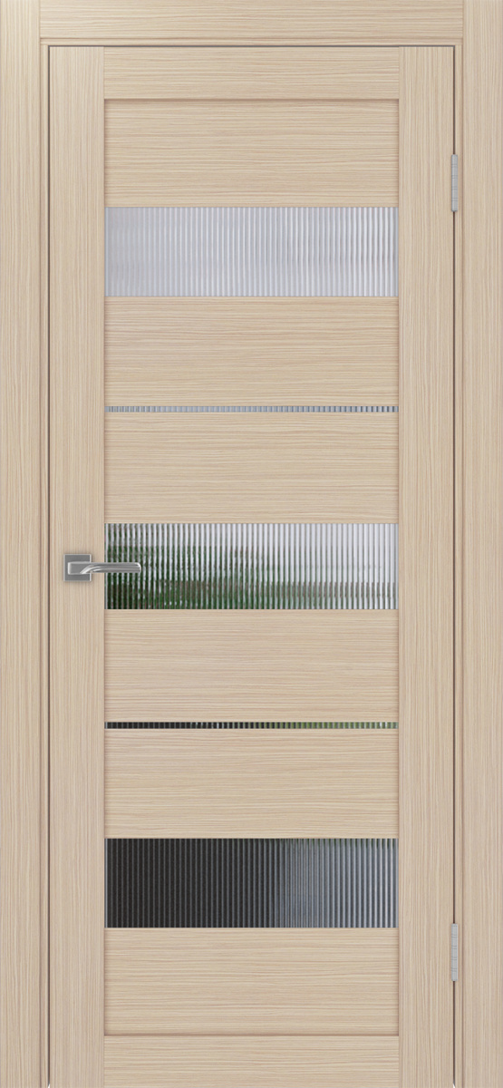 Дверь межкомнатная Оптима Порте Турин 526.122, цвет беленый дуб, экошпон, стекло мору