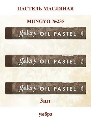 Пастель масляная мягкая профессиональная MUNGYO Gallery Умбра №235 (3шт)
